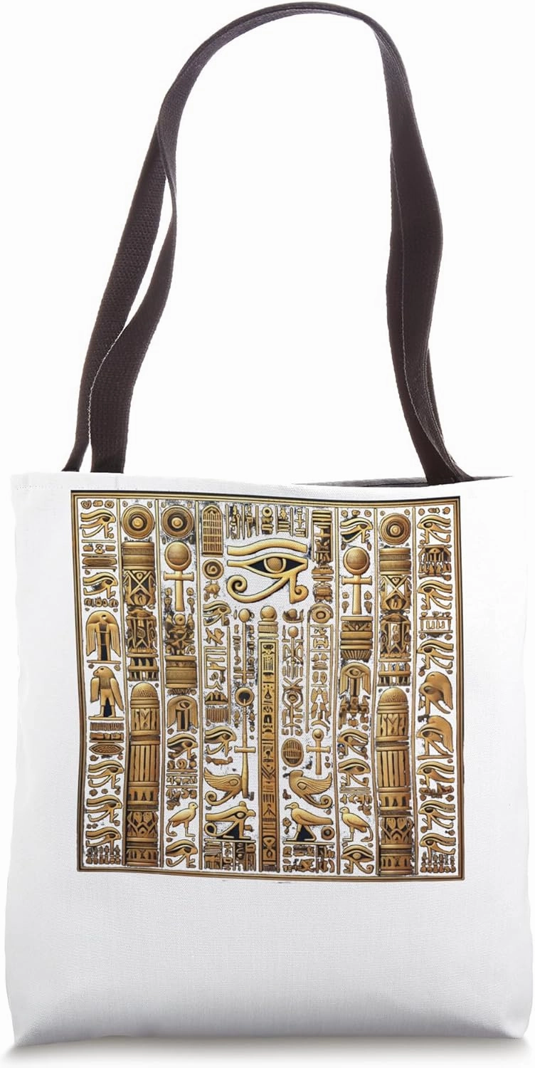 Egypt Gold Hieroglyph Script Symbolic Temple Design Tote Bag
