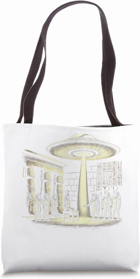 Egypt UFO Akhenaten Ancient Aliens Pharaoh Light Tote Bag
