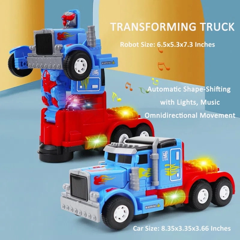 Electric Transforming Robot Toy Car with Lights and Music (Need 3pcs AA Batteries)