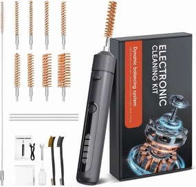 Electric Universal Handgun Cleaning Kit, Pistol Rifle Handgun Shotgun Hunting Cleaning Kit with Bronze Bore Brush.17,.20,.22,.25,.30,.338,.40, Caliber Brass Rods and Tough Carrying Case