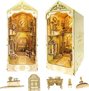 Elf Stargaze Book Nook Kit, DIY Miniature Dollhouse Booknook Kit, 3D Wooden Puzzle Bookend Insert a Fantasy Escape for Bookshelf with LED Light for Teens and Adults