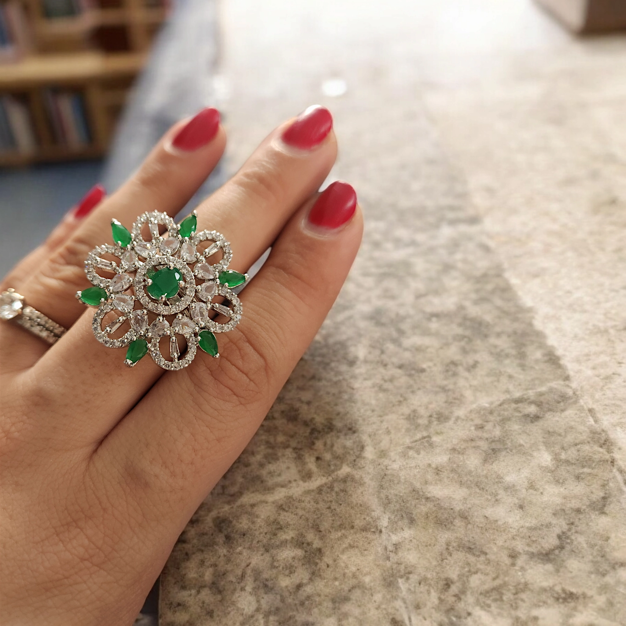 Emerald diamond ring