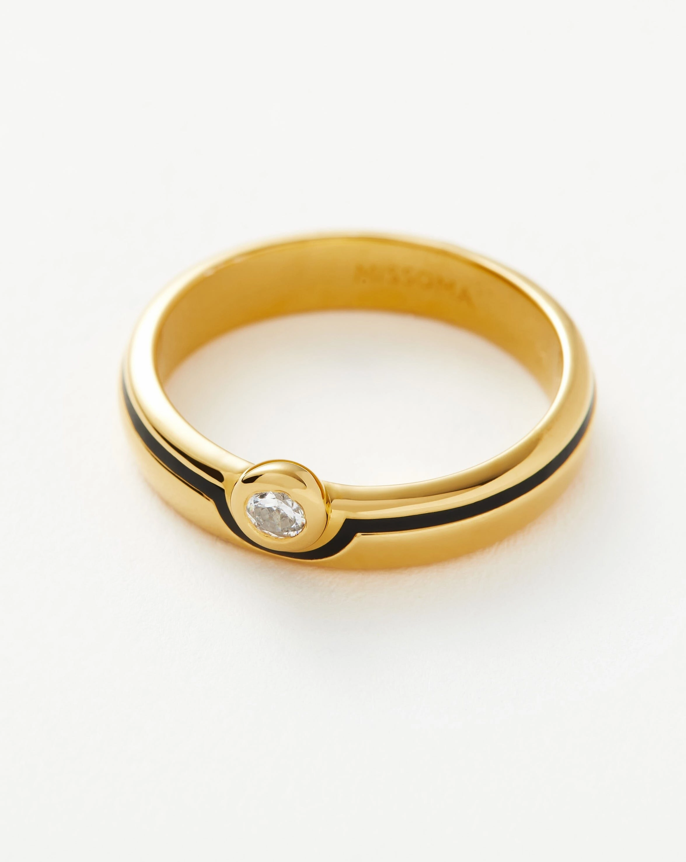 Enamel & Stone Byline Stacking Band Ring | 18k Gold Vermeil/Cubic Zirconia