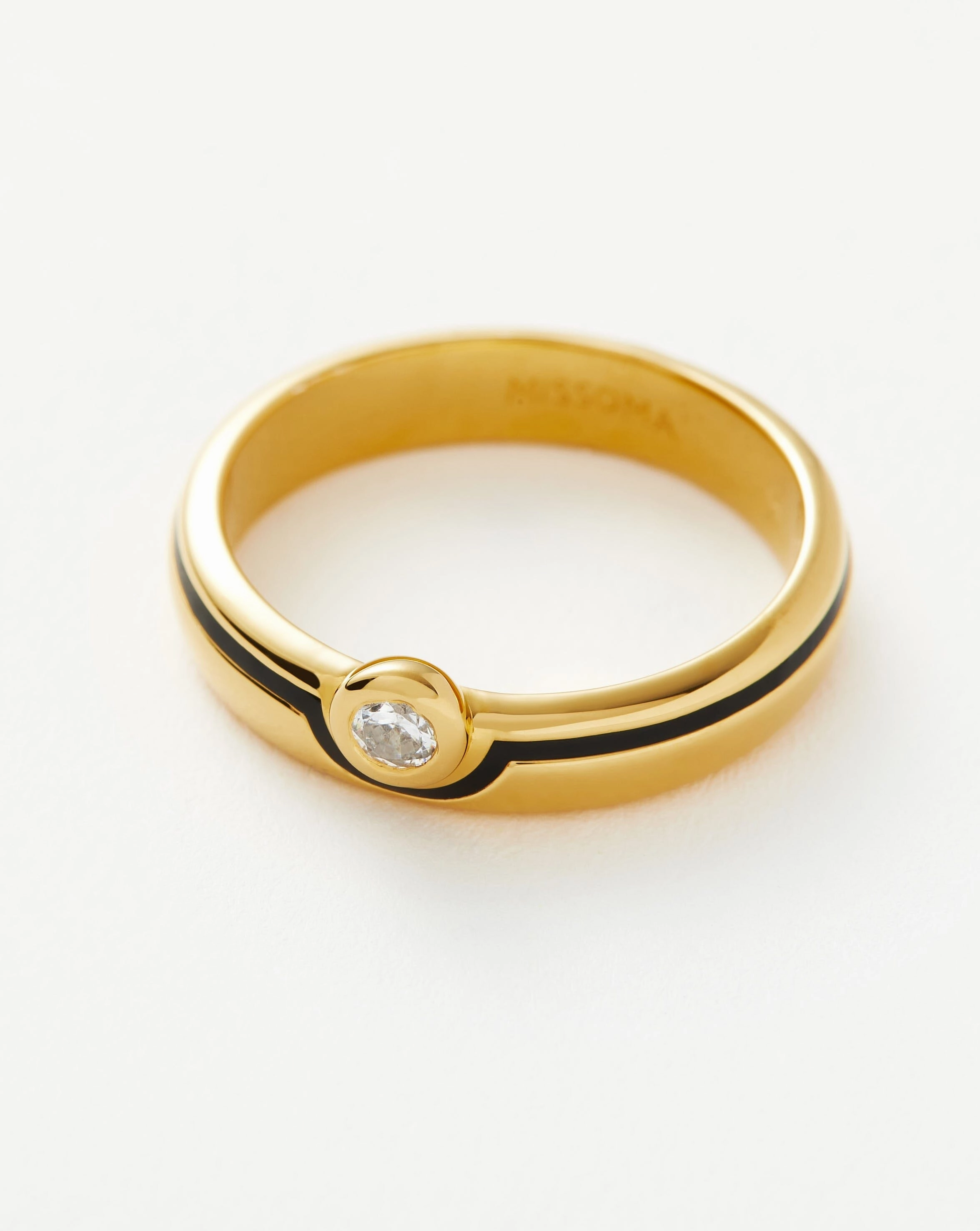 Enamel & Stone Byline Stacking Band Ring | 18k Gold Vermeil/Cubic Zirconia