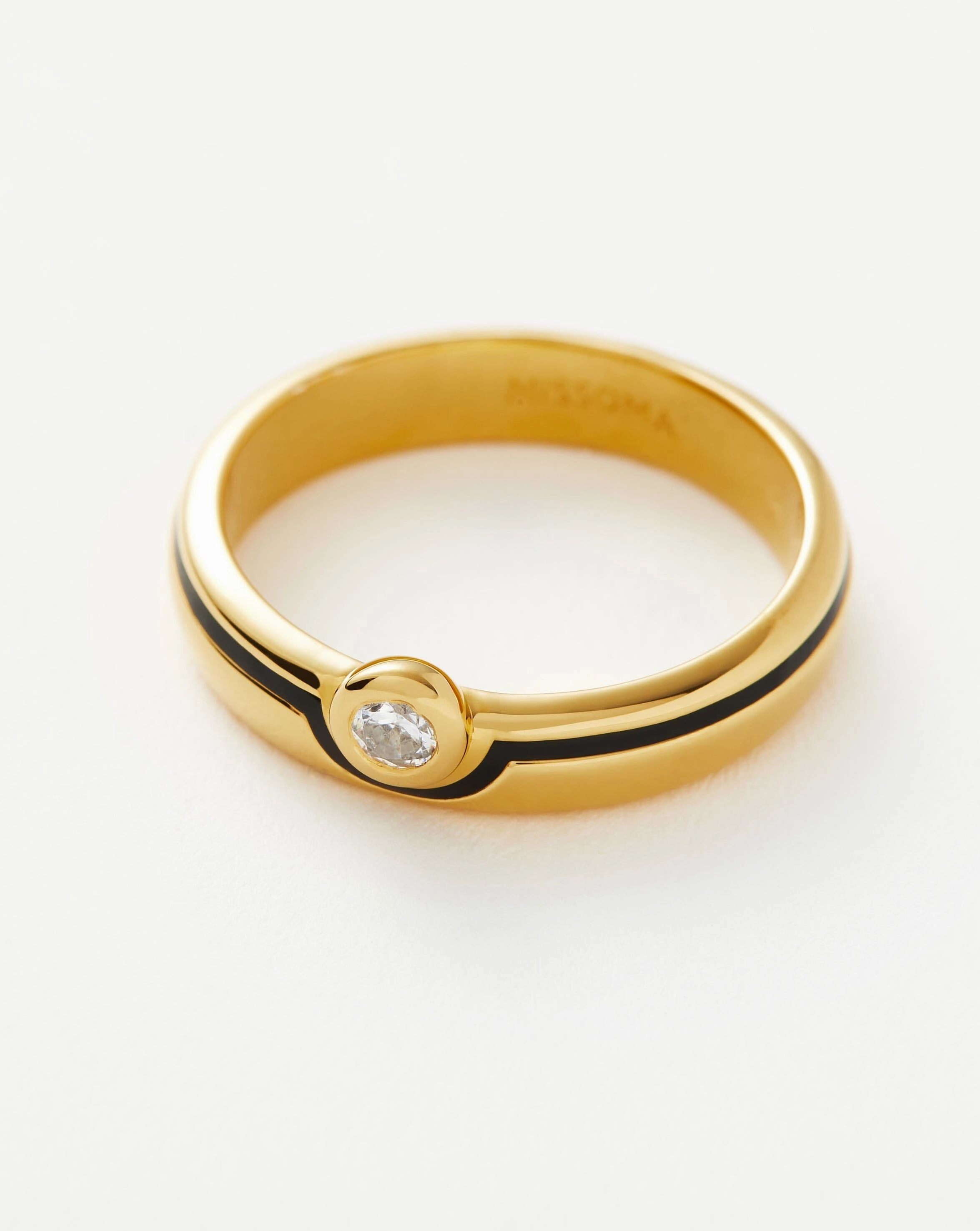 Enamel & Stone Byline Stacking Band Ring | 18k Gold Vermeil/Cubic Zirconia