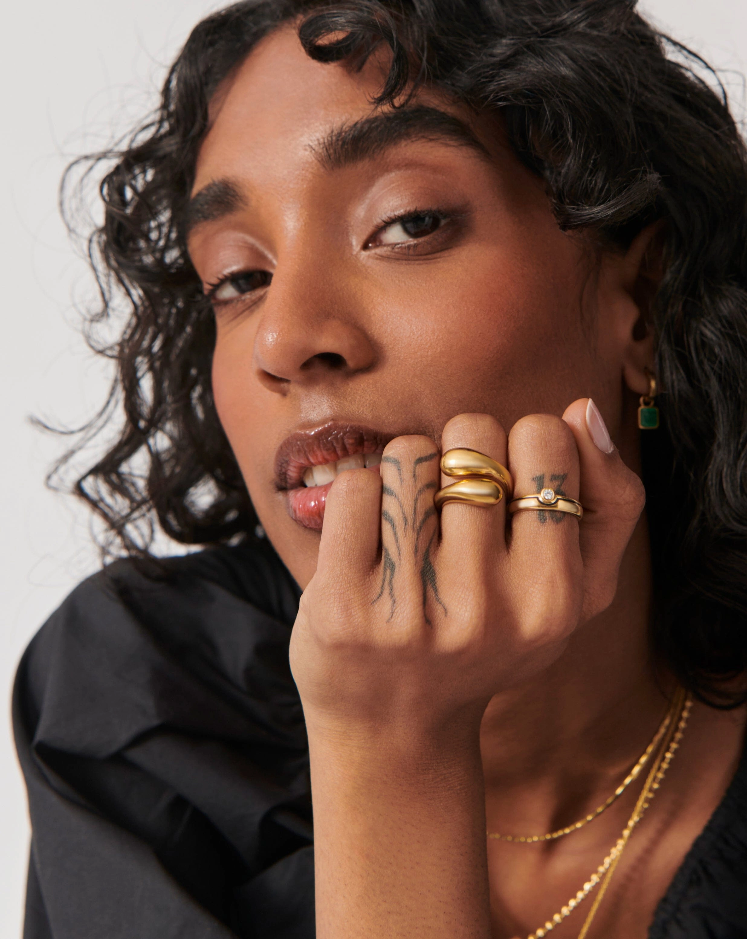 Enamel & Stone Byline Stacking Band Ring | 18k Gold Vermeil/Cubic Zirconia