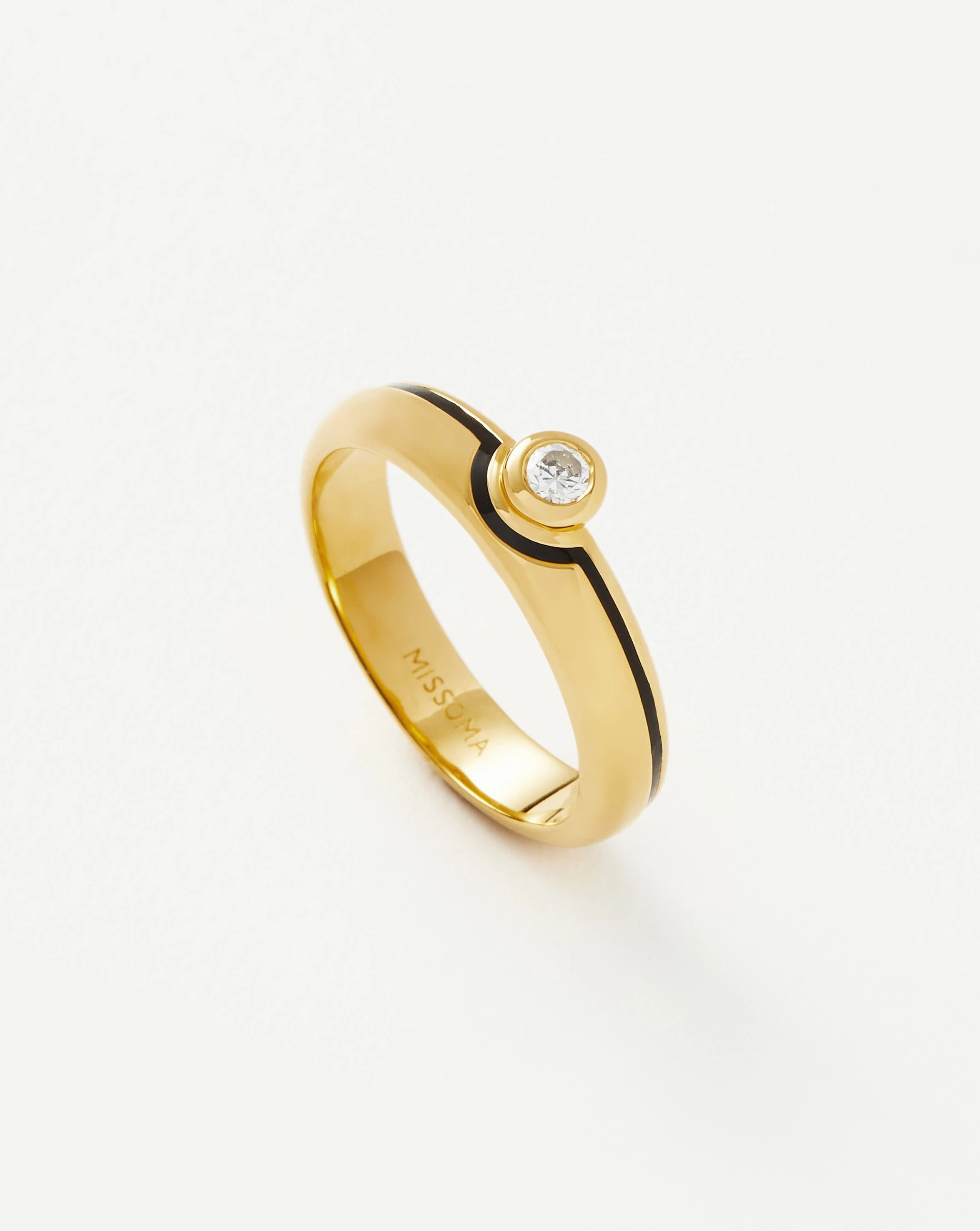 Enamel & Stone Byline Stacking Band Ring | 18k Gold Vermeil/Cubic Zirconia