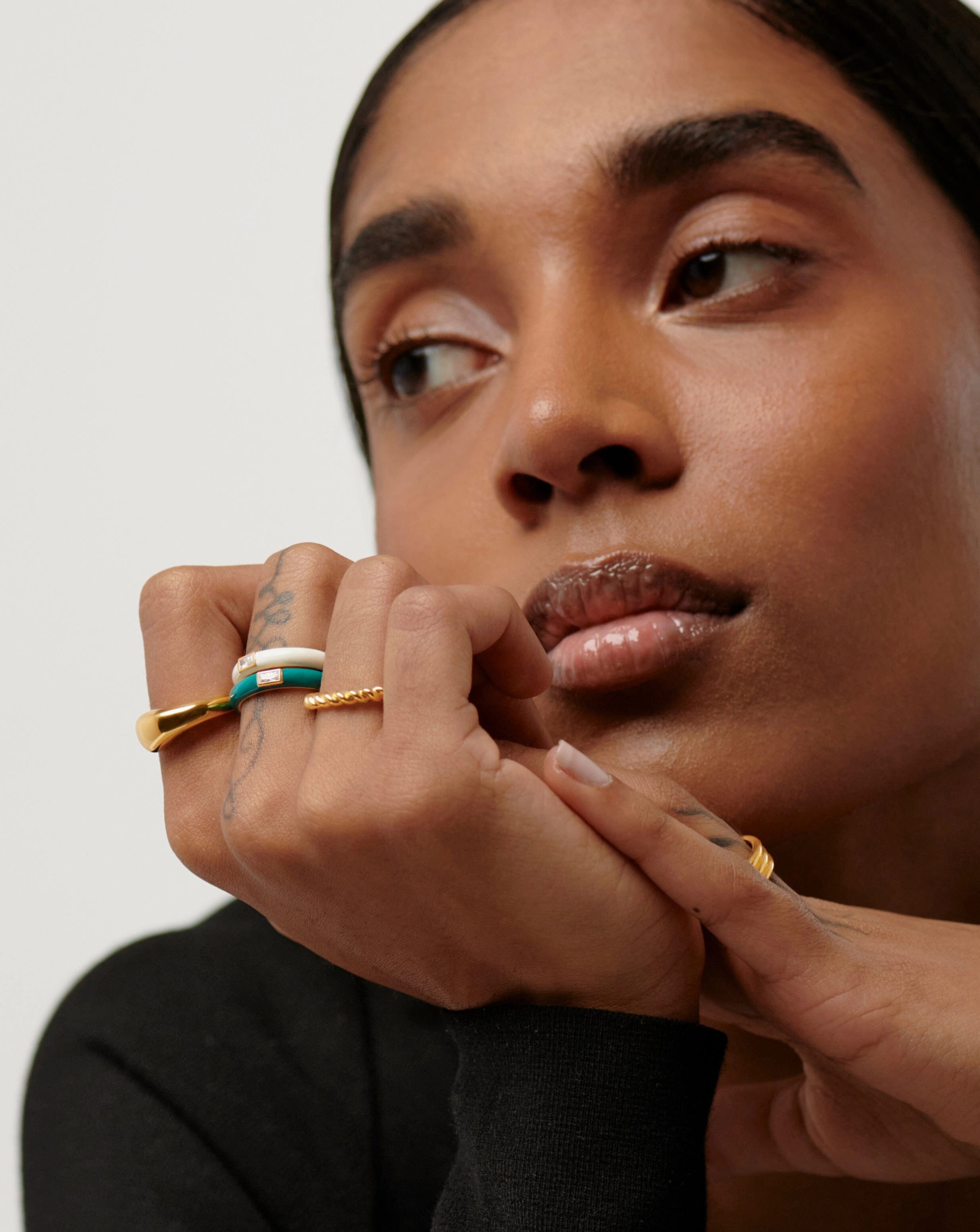 Enamel & Stone Stacking Ring