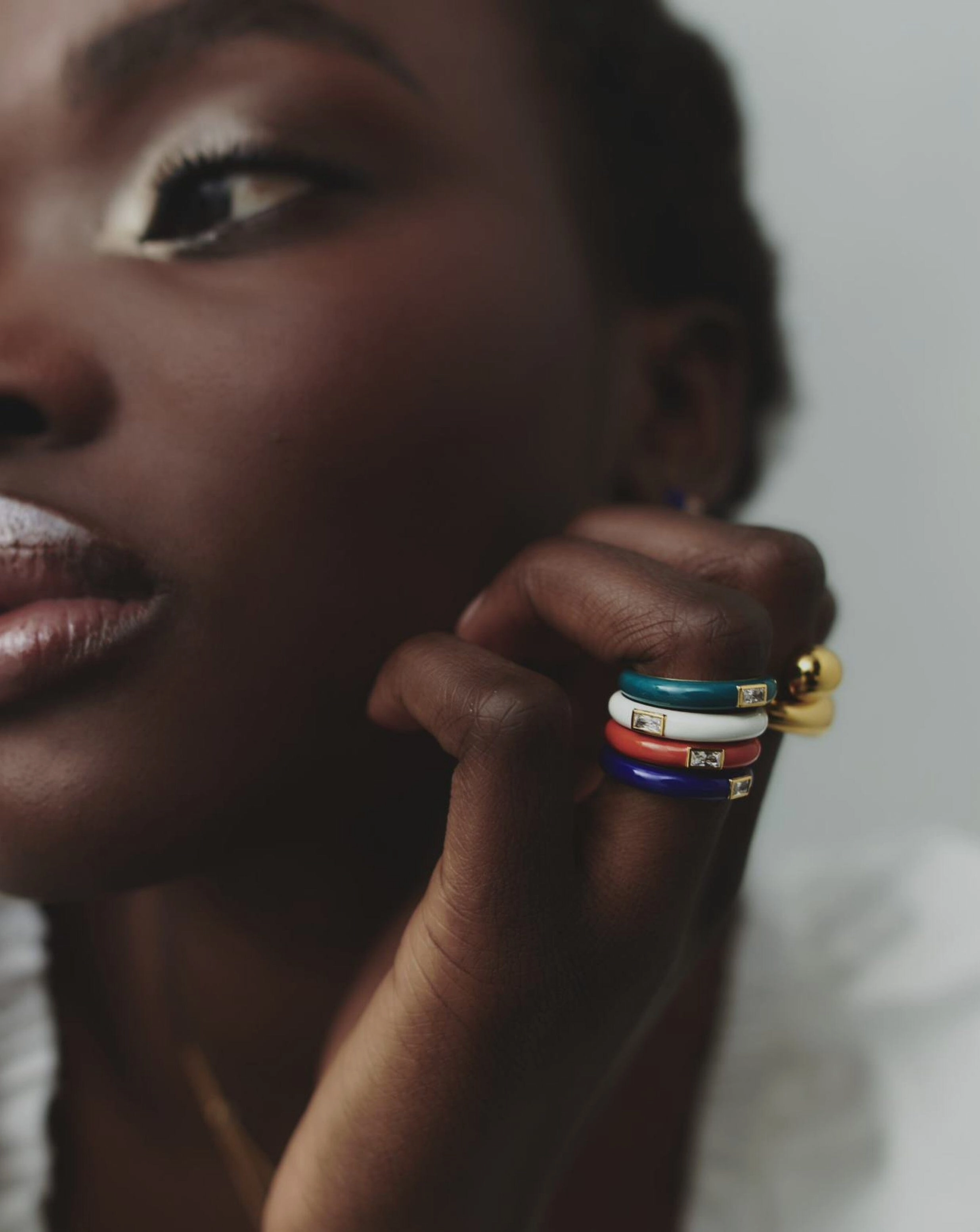 Enamel & Stone Stacking Ring