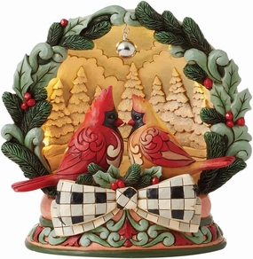 Enesco Jim Shore Heartwood Creek Four Seasons Highland Cardinals Led Diorama Figurine