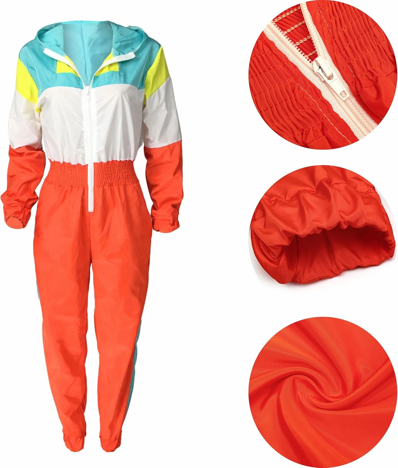 EOSIEDUR Women's Pullover Hoodies Jumpsuit Zipper Jacket Windbreaker Elastic Waistband Pants One Piece Outfits Tracksuit Set