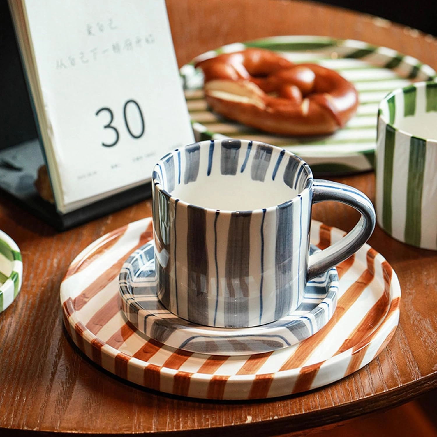 Espresso Cups Ceramic Coffee Mug Series European Striped Dot Coffee Cup And Saucer Mug Cake Plate Afternoon Tea Set Tea Cup And Saucer,A