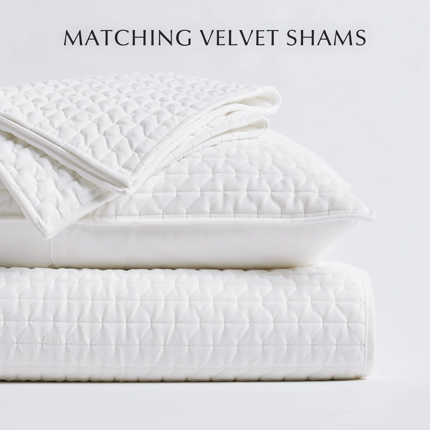 EVERGRACE Luxury Velvet Quilt Set King Size 3 Piece, Soft Cross-Stitch Velvet Comforter Set with Pillow Shams, Lightweight Coverlet Bedspread for All Seasons, Bright White