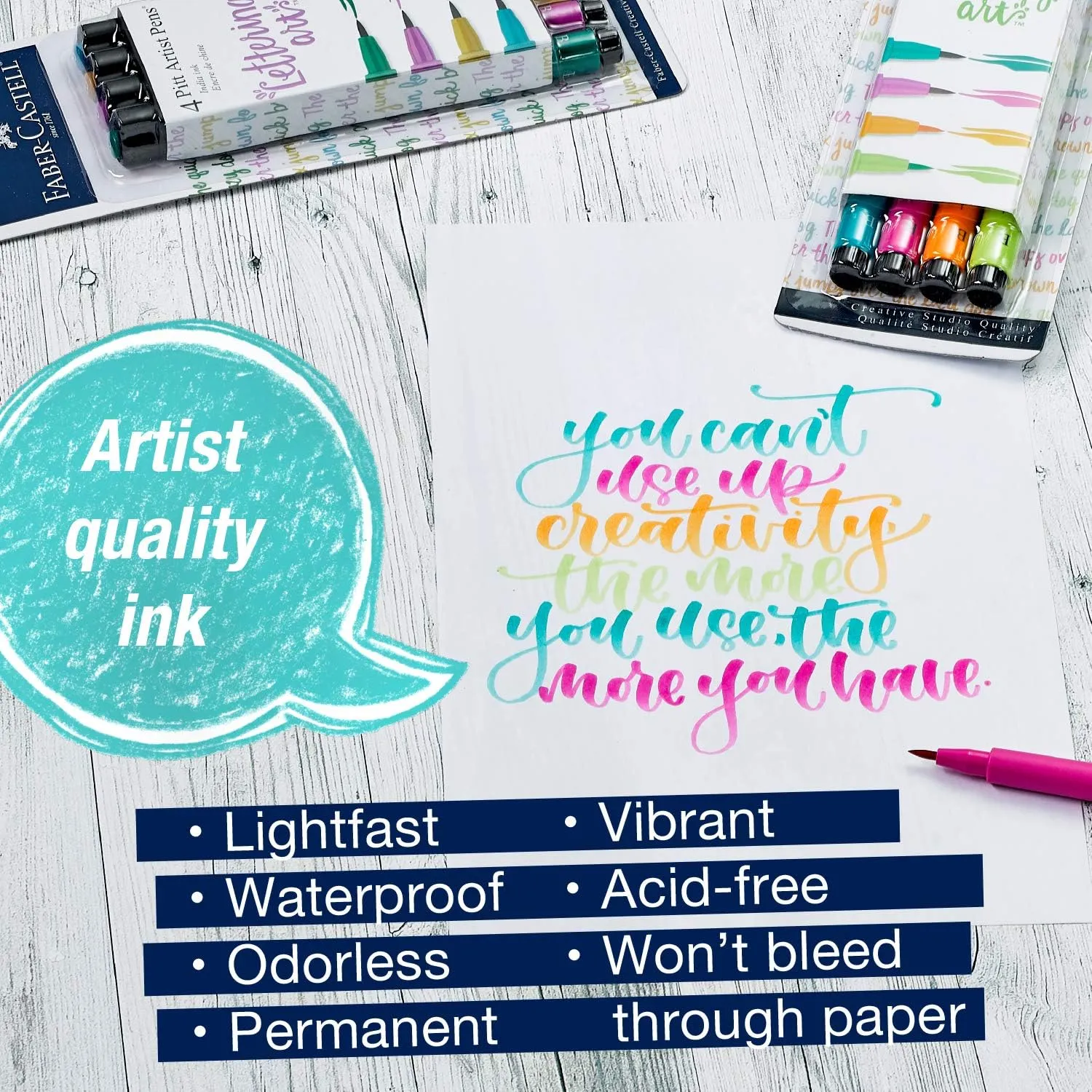 Faber-Castell Pitt Artist Pens - Brush Lettering - 4 Bright Colors