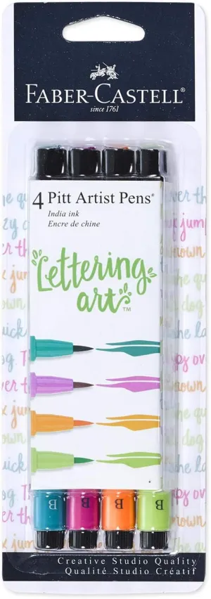 Faber-Castell Pitt Artist Pens - Brush Lettering - 4 Bright Colors