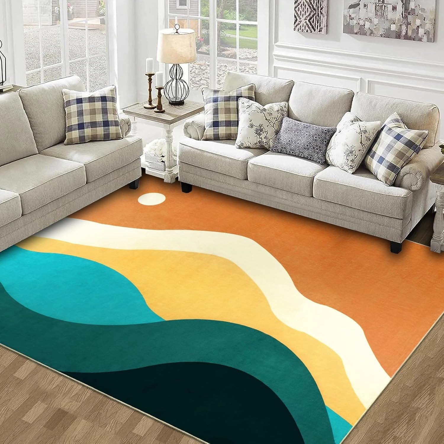 Falflor 6x9Ft Abstract Mountain Area Rug for Living Room Large Soft Carpet Non Shedding Throw Rug for Bedroom Living Dining Room Office