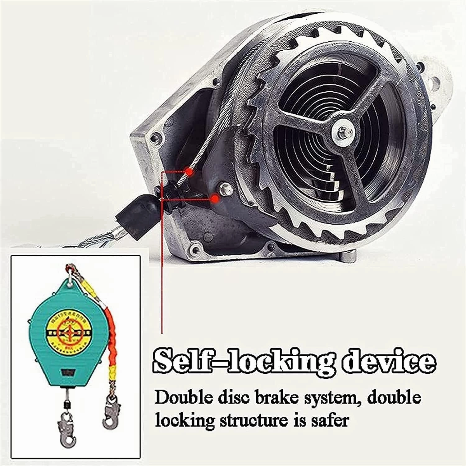 Fall Protection Self-Retracting Lifeline with Shock Absorbing Lanyard, 5m Height Safety Device for Roofing & Construction