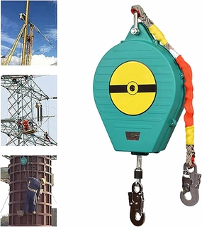 Fall Protection Self-Retracting Lifeline with Shock Absorbing Lanyard, 5m Height Safety Device for Roofing & Construction