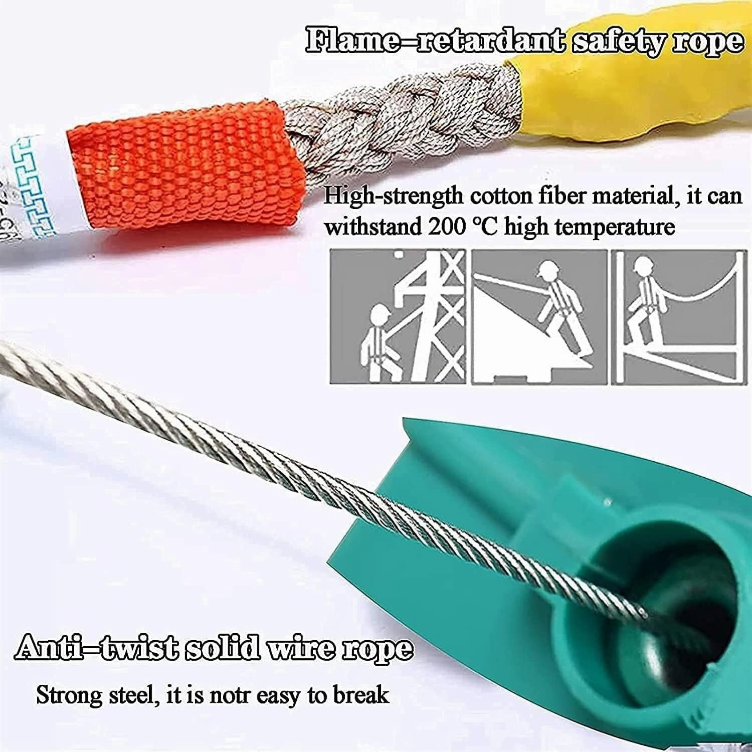 Fall Protection Self-Retracting Lifeline with Shock Absorbing Lanyard, 5m Height Safety Device for Roofing & Construction