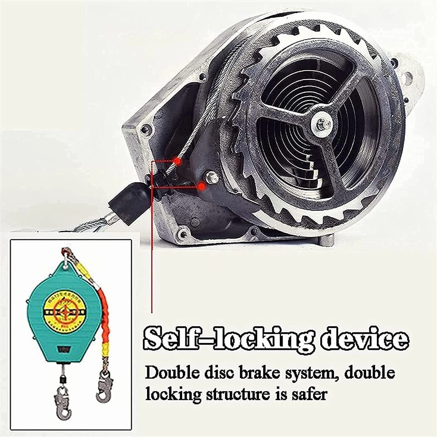 Fall Protection Self-Retracting Lifeline with Shock Absorbing Lanyard, 5m Height Safety Device for Roofing & Construction