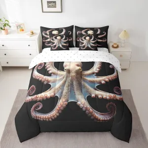 Feelyou Queen Comforter Set 7 Pcs 3D Octopus Bedding Set Octopus Tentacles Bed in a Bag for Kids Adults Sea Marine Themed Comforter Underwater Animal Bed Set with Sheets, Pillowcases, Pillow Covers