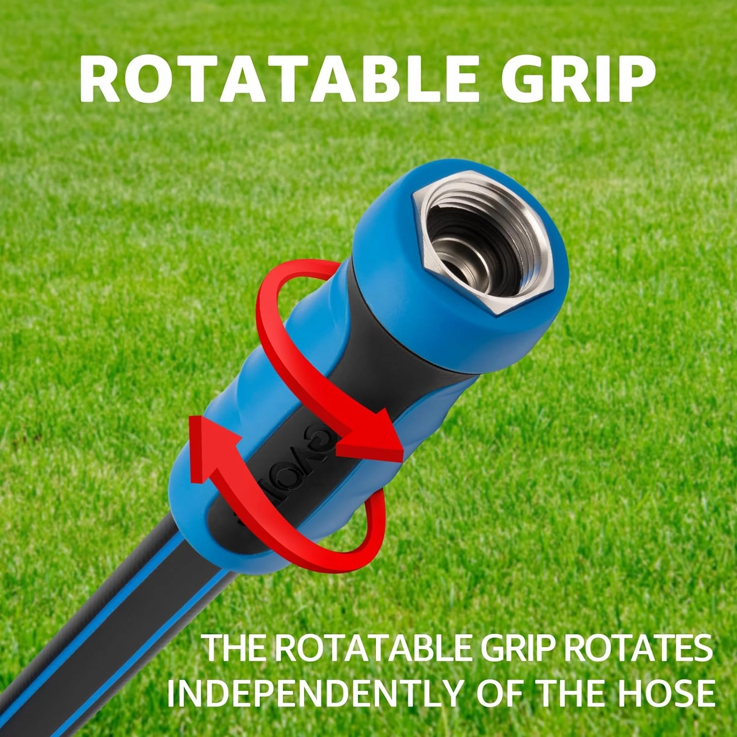 Fevone 105 ft Garden Hose, 2-Year Warranty Offered by Manufacturer, Heavy Duty Water Hose, Hybrid Polymer, Kink Resistance, 3/4" GHT Aluminum Fittings, 5/8" ID, 600 PSI, Drinking Water Safe (GH8)