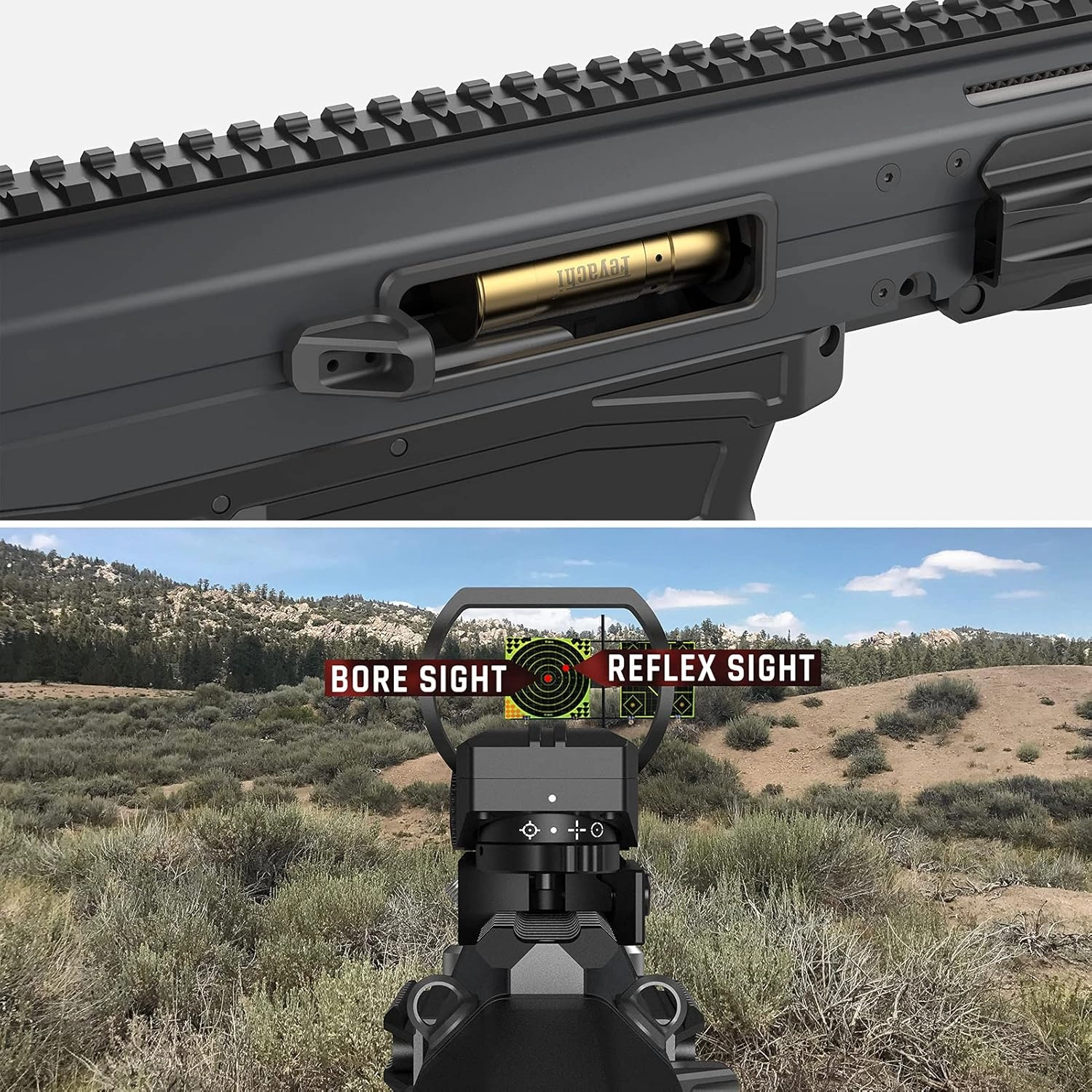 Feyachi Bore Sight 9mm/12 Gauge/223 5.56mm Red/Green Laser Zeroing Boresighter with 3 Sets of Batteries