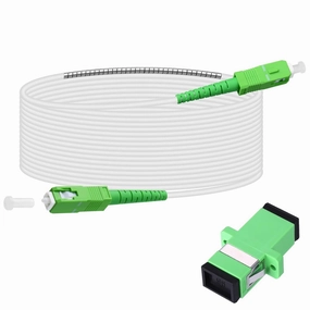 Fiber Optic Cable，SC/APC to SC/APC Armored Single Mode Patch Cable,Fiber Optic Jumper Optical Patch Cord - SIMPLEX - 9/125um - OS1/OS2 Compatible, LSZH White,15M/50ft, ST035