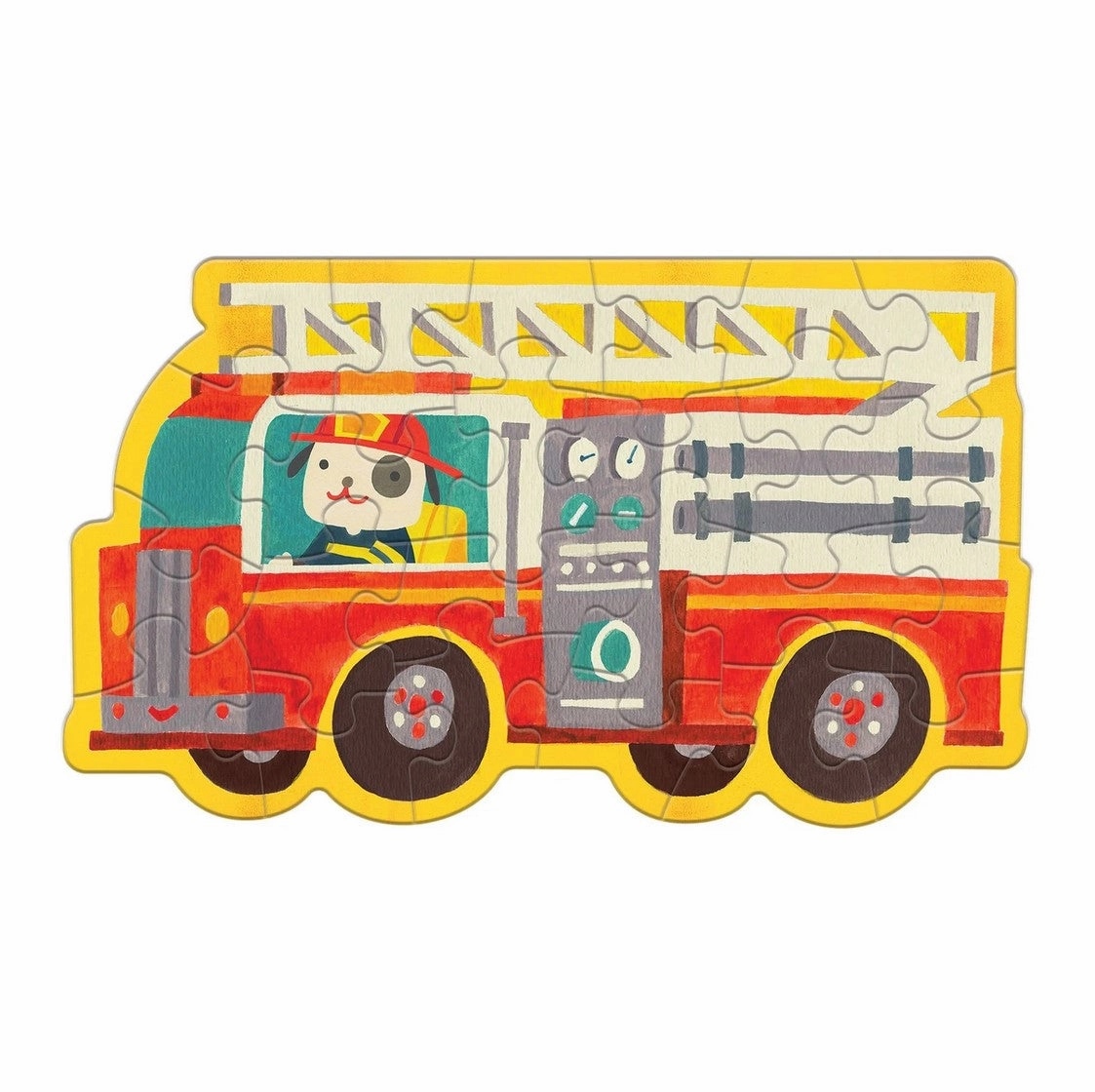 FIRETRUCK, MINI SHAPED PUZZLE, 24PCS,