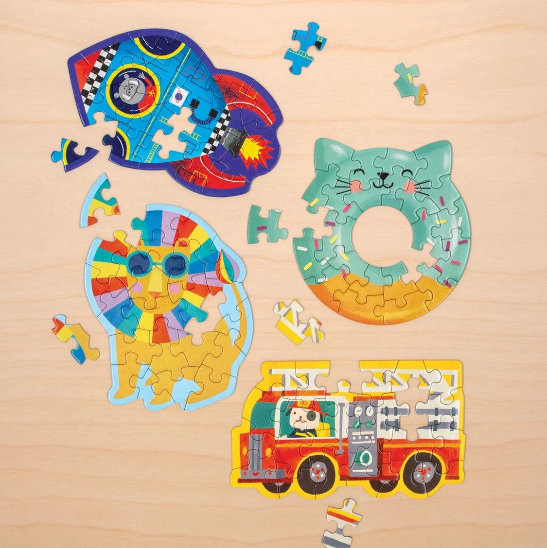 FIRETRUCK, MINI SHAPED PUZZLE, 24PCS,