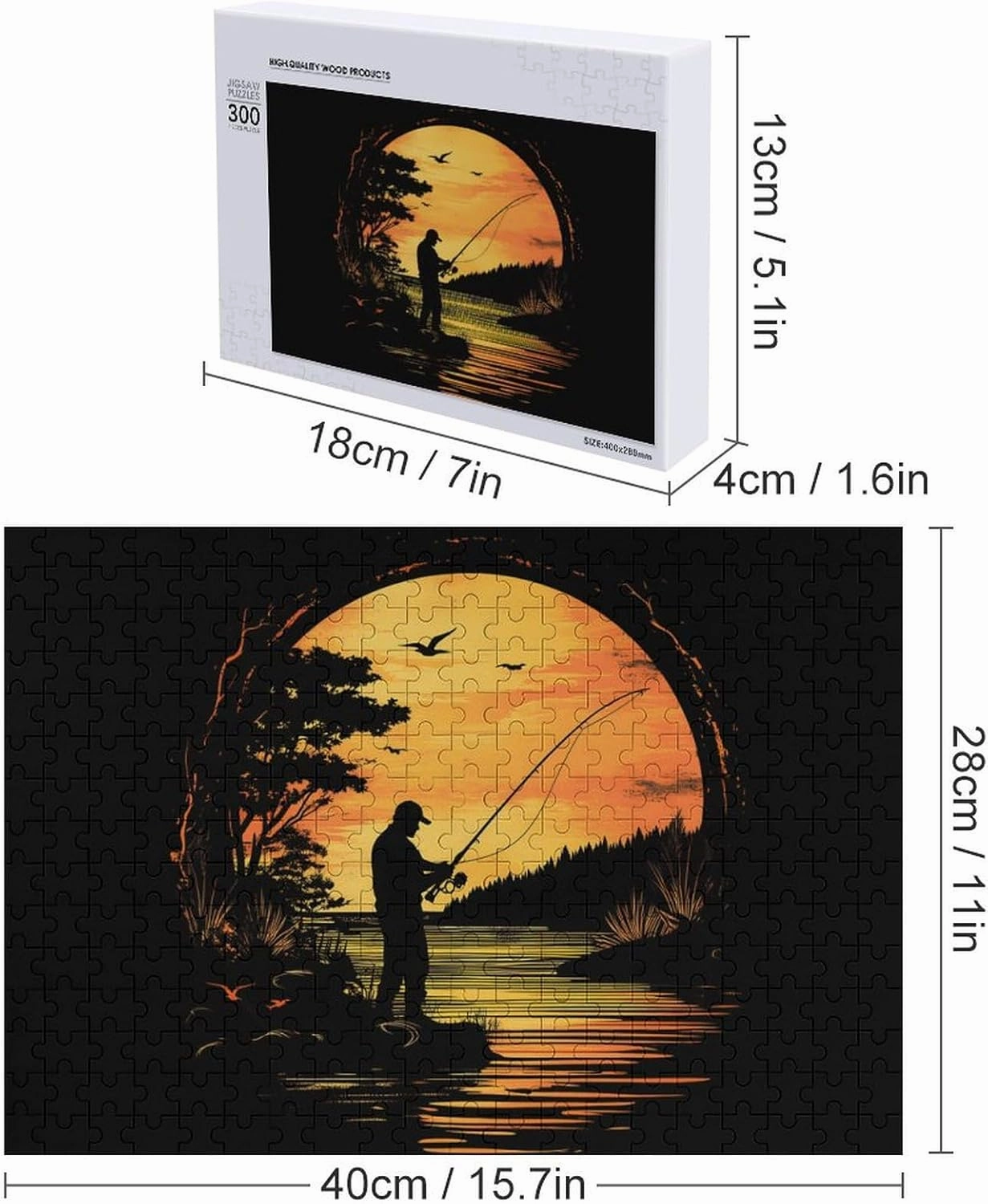 Fish Fishing Lover Funy Jigsaw Puzzles Wooden Intellectual Puzzles Adults Brain-Teasing Game for Idea Gift