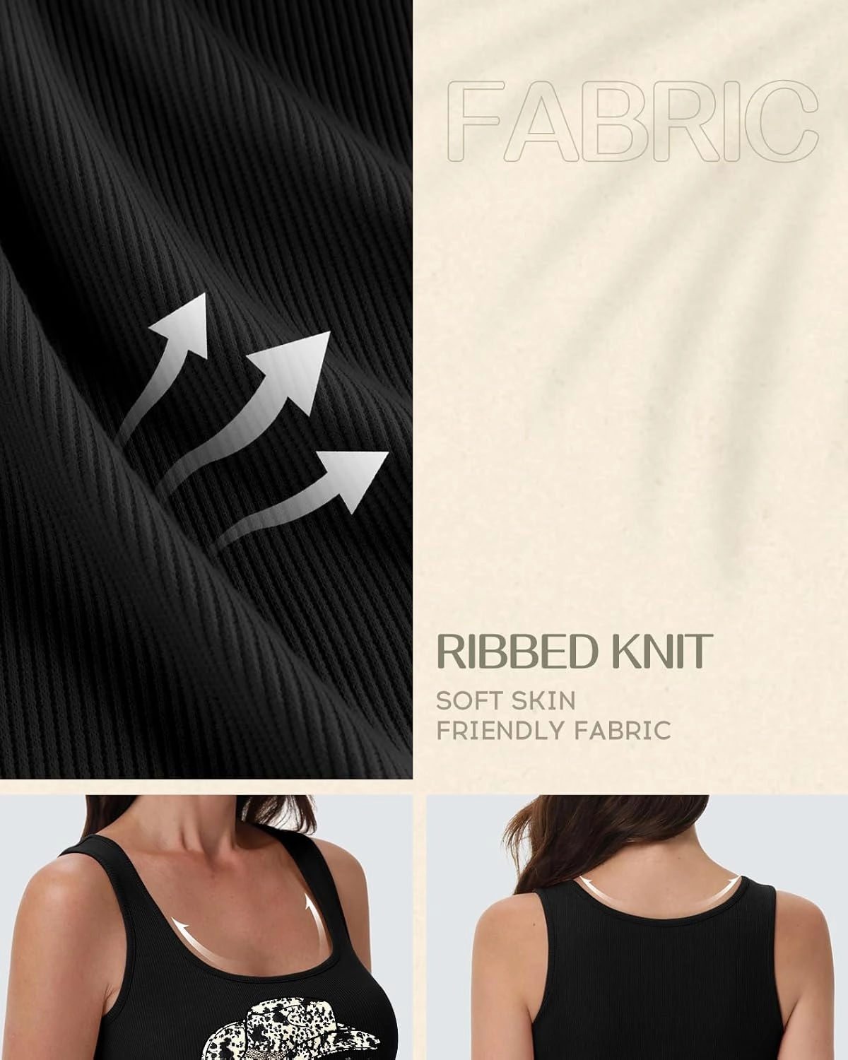 Flafens Crop Tops for Women Summer Tank Tops - Cute Ribbed U Neck Graphic Sleeveless T Shirts Yoga Gym Short Tanktops