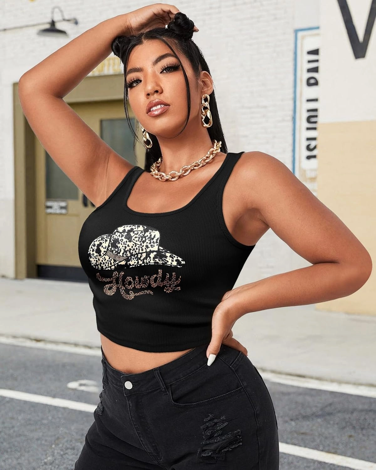 Flafens Crop Tops for Women Summer Tank Tops - Cute Ribbed U Neck Graphic Sleeveless T Shirts Yoga Gym Short Tanktops