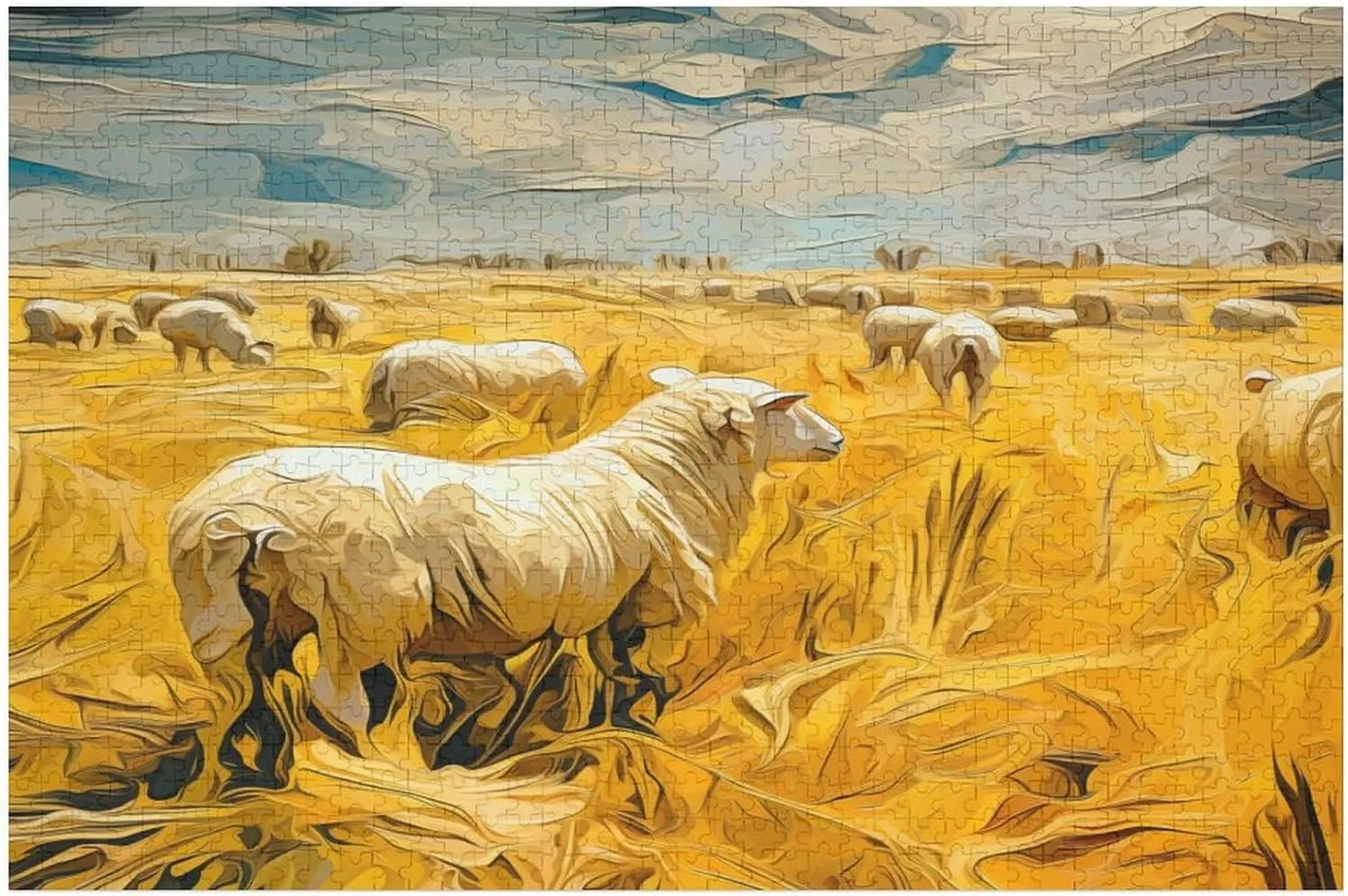 Flock of Sheep 1000 Piece Jigsaw Puzzle,Golden Grassland Wooden Puzzle for Adults, Gift,1000 PCS