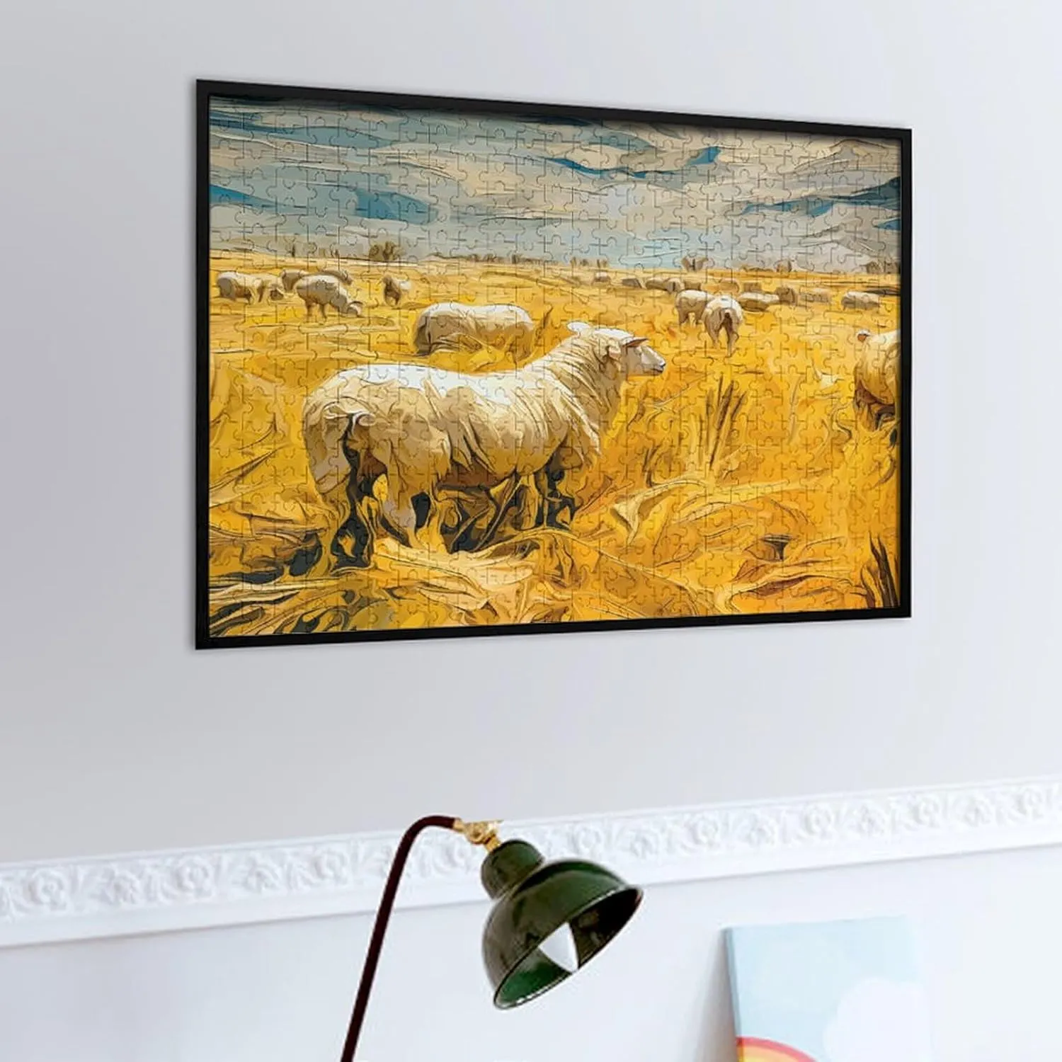 Flock of Sheep 500 Piece Jigsaw Puzzle,Golden Grassland Adult Jigsaw Puzzle,with Letters on Back,Home Decoration,500 PCS