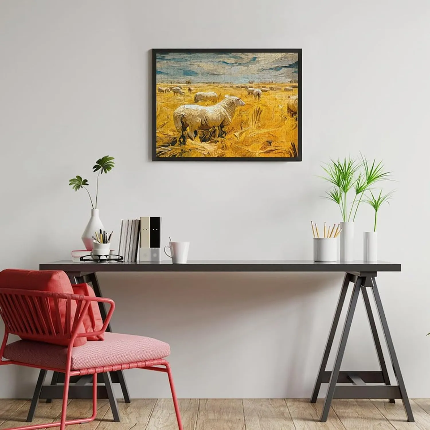 Flock of Sheep 500 Piece Jigsaw Puzzle,Golden Grassland Adult Jigsaw Puzzle,with Letters on Back,Home Decoration,500 PCS