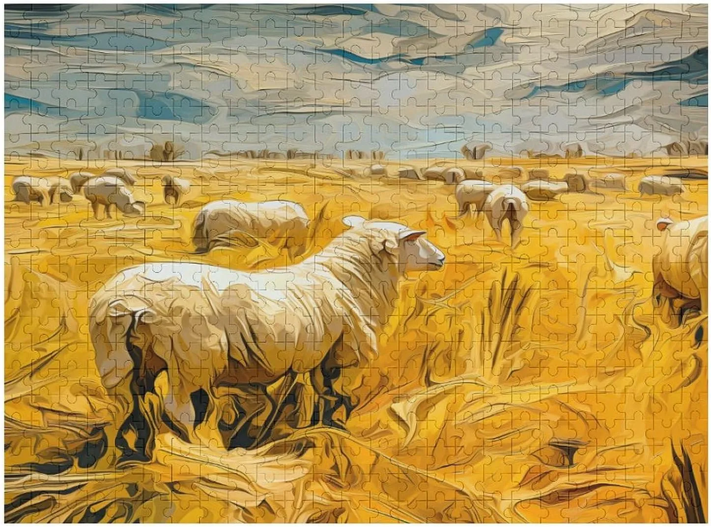 Flock of Sheep 500 Piece Jigsaw Puzzle,Golden Grassland Adult Jigsaw Puzzle,with Letters on Back,Home Decoration,500 PCS