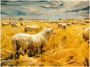 Flock of Sheep 500 Piece Jigsaw Puzzle,Golden Grassland Adult Jigsaw Puzzle,with Letters on Back,Home Decoration,500 PCS
