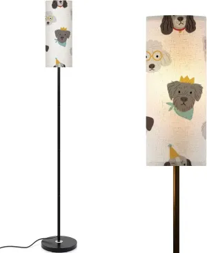 Floor Lamp for Living Room Cute cartoon dog flat style Happy pet Dog Birthday party Seamless Light Stand Lamp with Remote Control Dimmable LED Tall Lamps for Bedrooms Reading Western Home Decor