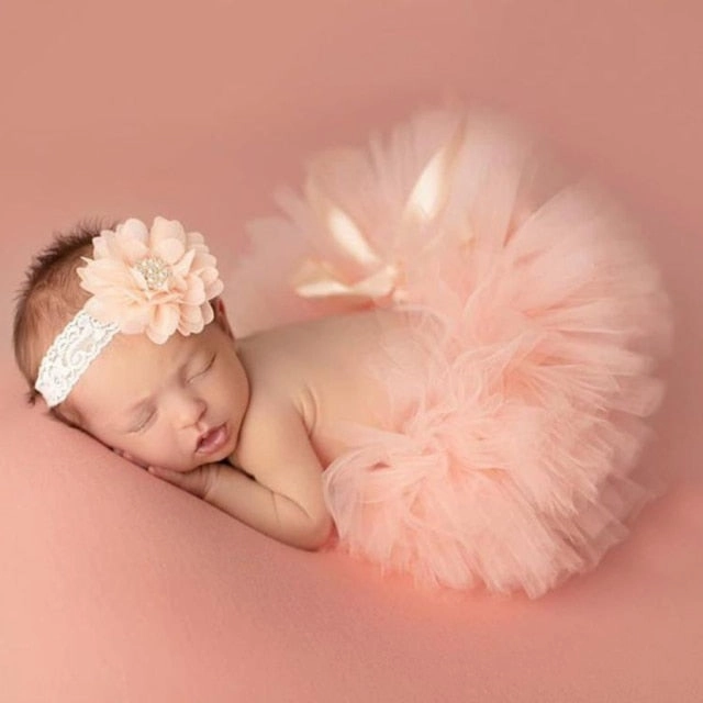 Fluffy Sunflower Tutu Set Baby Yellow Tutu Skirt with Headband Cake Smash Outfit Newborn Photo Props Infant Princess clothes