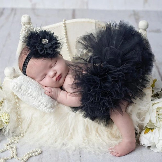 Fluffy Sunflower Tutu Set Baby Yellow Tutu Skirt with Headband Cake Smash Outfit Newborn Photo Props Infant Princess clothes