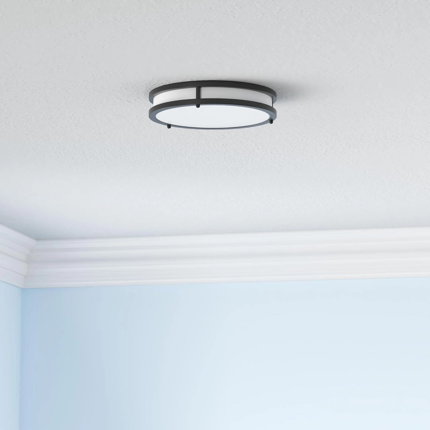 Flush Mount Ceiling Light Black, 30W 4000Lm 5CCT Dimmable LED Ceiling Light Fixture, 2700K/3000K/4000K/5000K/6500K Adjustable 10 Inch for Hallway Bedroom Bathroom Kitchen Closet Offices, Set of 2
