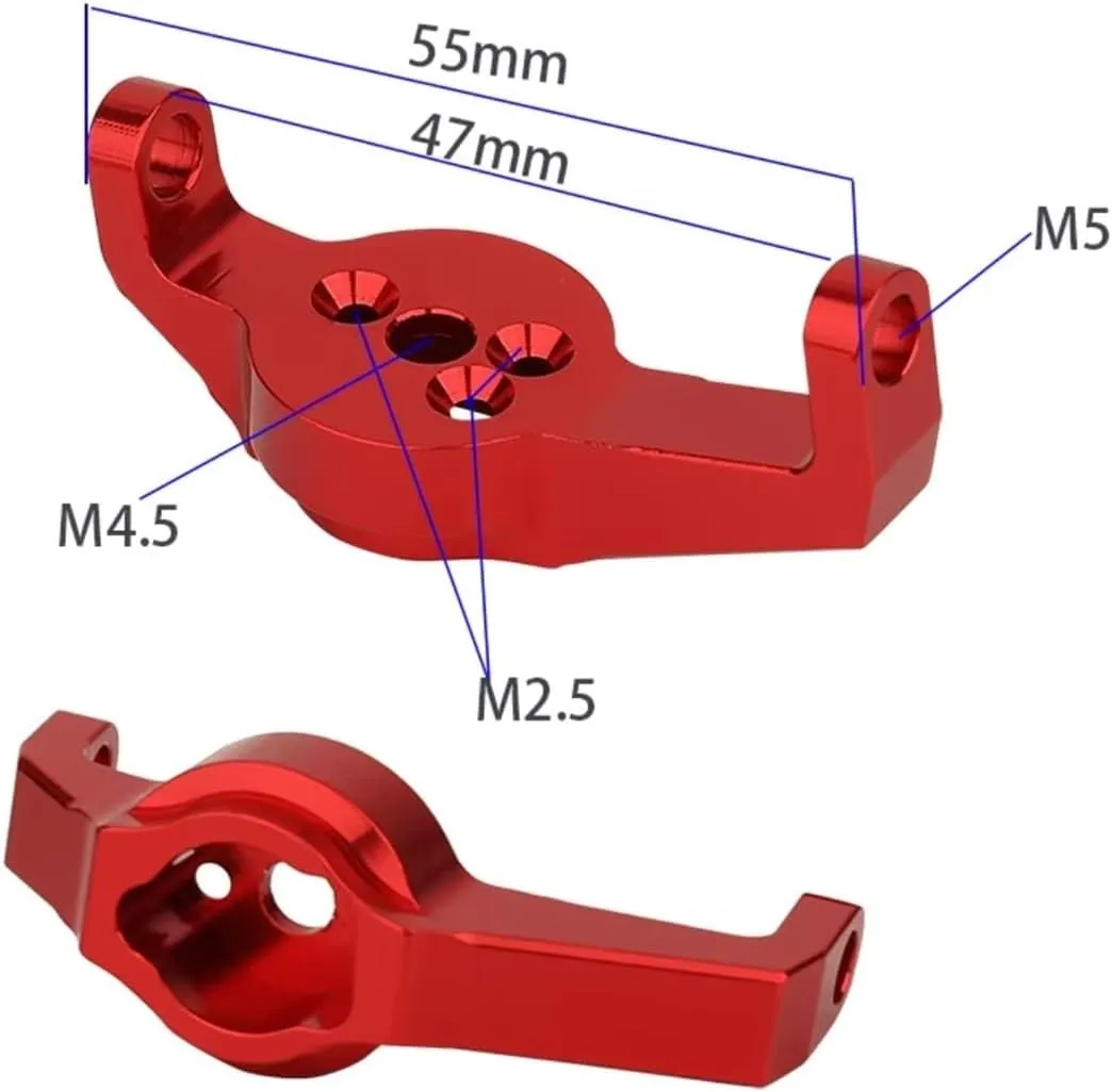 for Traxxas for TRX4 1/10 2Pcs Metal Alloy Front Caster Block C-Hub Carrier RC Crawler Car Upgrade Parts Accessories RC Car DIY Parts(Red)