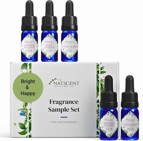 Fragrance Oil Set, Bright & Happy Fragrance Oils for Diffusers for Home, Hotel Collection Diffuser Oil Set: Jasmine Delight, Rose Garden, Citrus Burst, Vintage Bloom, Good Cheer 5 x 0.33oz