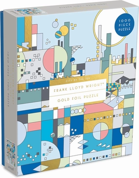Frank Lloyd Wright City by The Sea Jigsaw Puzzle, 1,000 Pieces, 27” x 20” – Art Puzzle Featuring Wright’s Stunning Illustrations with Foil Accents, Thick, Sturdy Pieces, Challenging Family Activity