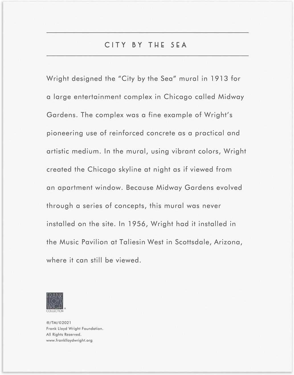 Frank Lloyd Wright City by The Sea Jigsaw Puzzle, 1,000 Pieces, 27” x 20” – Art Puzzle Featuring Wright’s Stunning Illustrations with Foil Accents, Thick, Sturdy Pieces, Challenging Family Activity