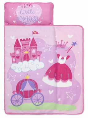 Funhouse Little Princess Kids Nap Mat Set – Includes Pillow and Fleece Blanket – Great for Girls Napping during Daycare or Preschool - Fits Toddlers, Pink