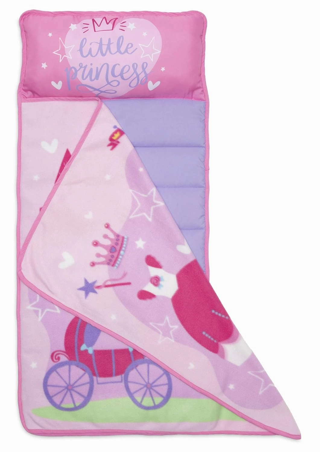 Funhouse Little Princess Kids Nap Mat Set – Includes Pillow and Fleece Blanket – Great for Girls Napping during Daycare or Preschool - Fits Toddlers, Pink