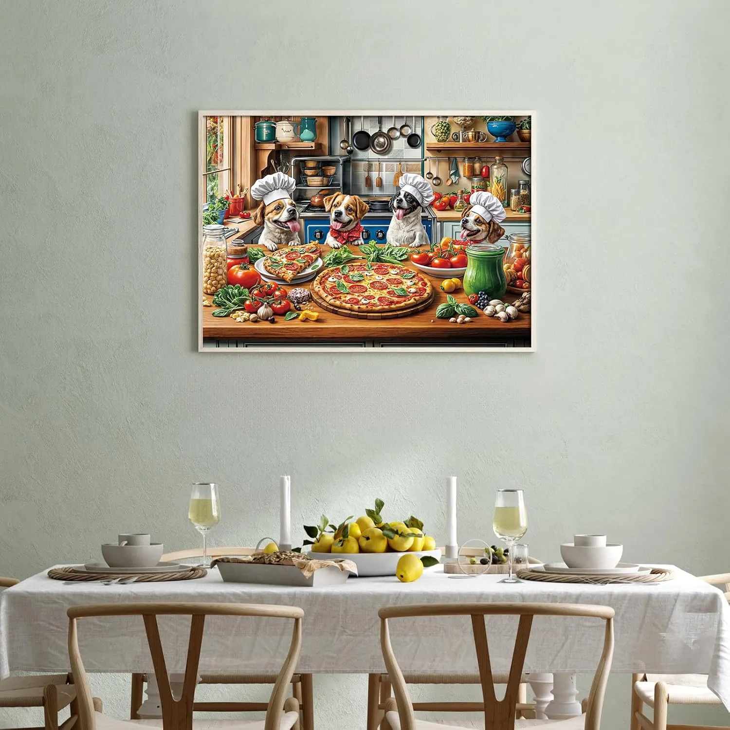 Funny Dog Pizza Jigsaw Puzzle, 1000 Piece Puzzle for Adults, Food Kitchen Jigsaw Puzzle, Animal Pet Lover Challenging Puzzles, Home Decoration Puzzle, Interlock Perfectly No Dust