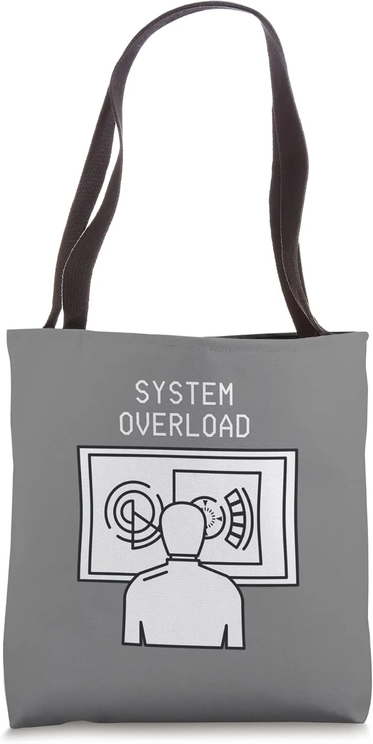 Funny Robot Computer System Overload Art AI and Robot Lovers Tote Bag